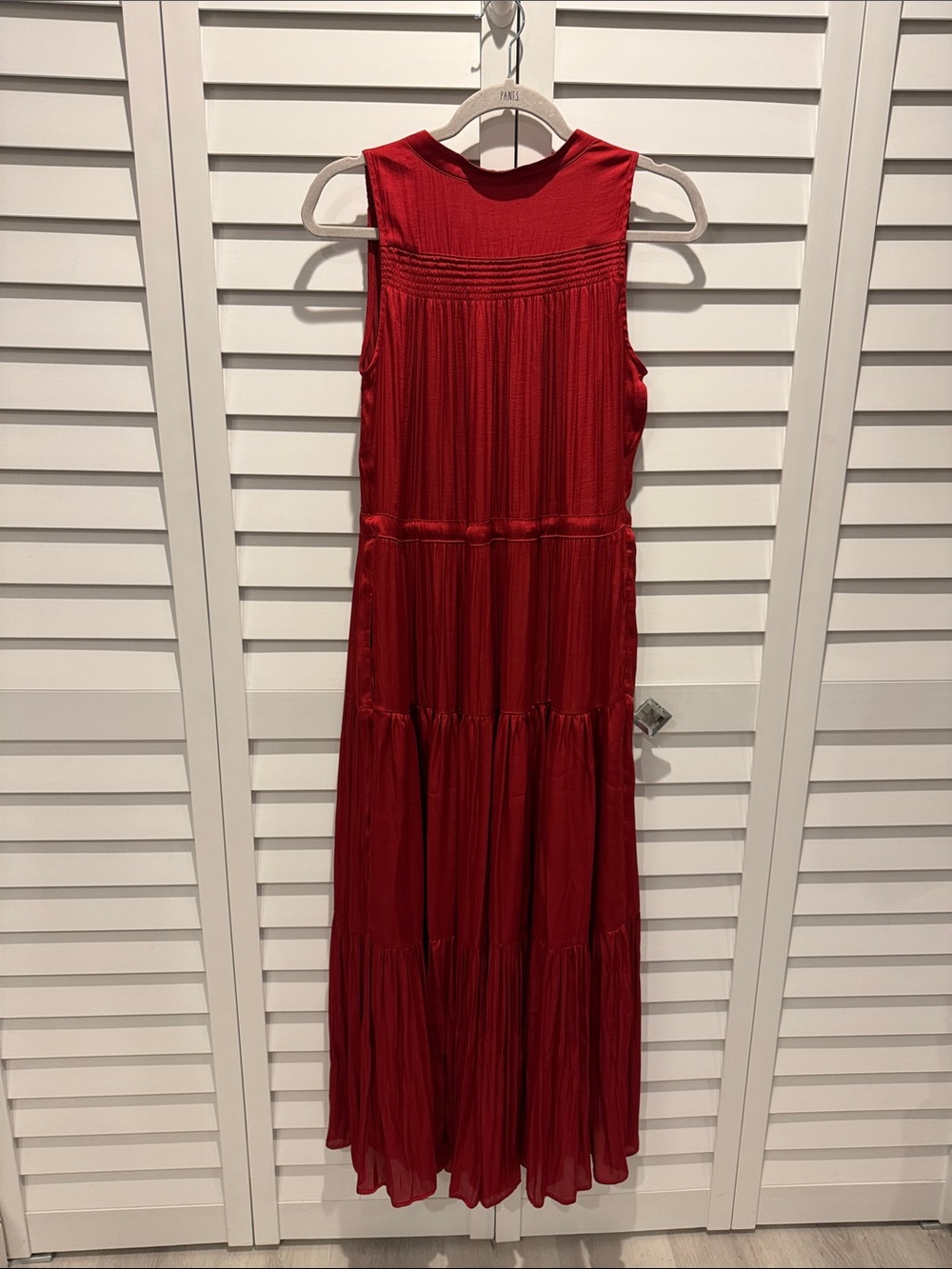 Banana Republic Sleeveless lined Button-Front Maxi Dress in Deep Red - Picture 5 of 10